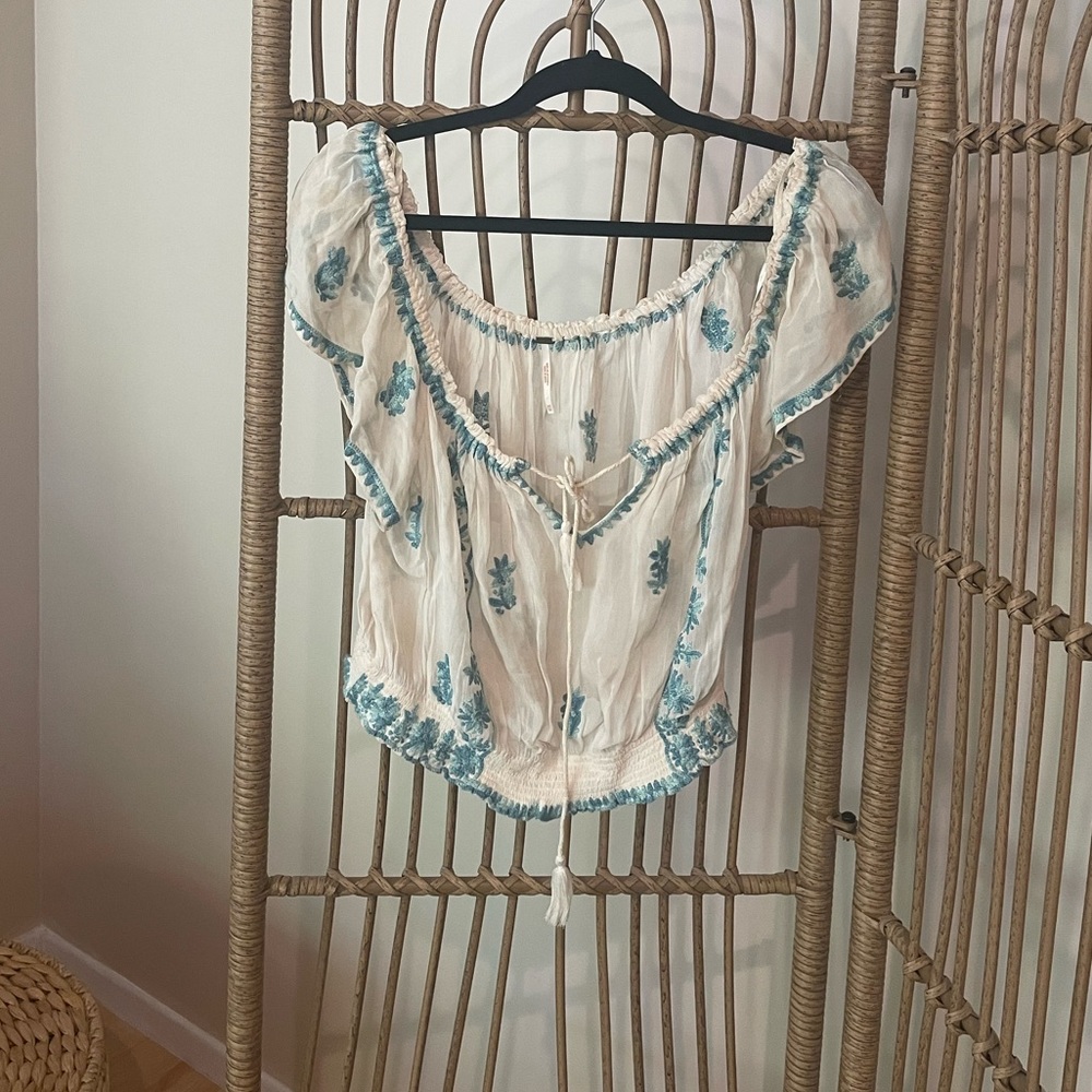 Free People Off The Shoulder Embellished Top